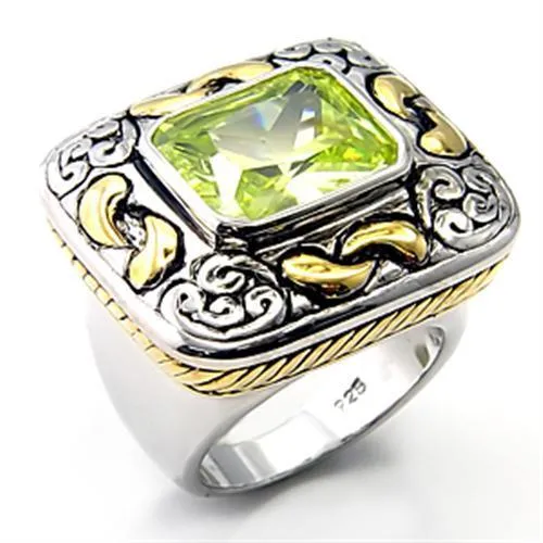 925 Sterling Silver Ring AAA GRD CZ  Green 7X244 for Women Style Reverse