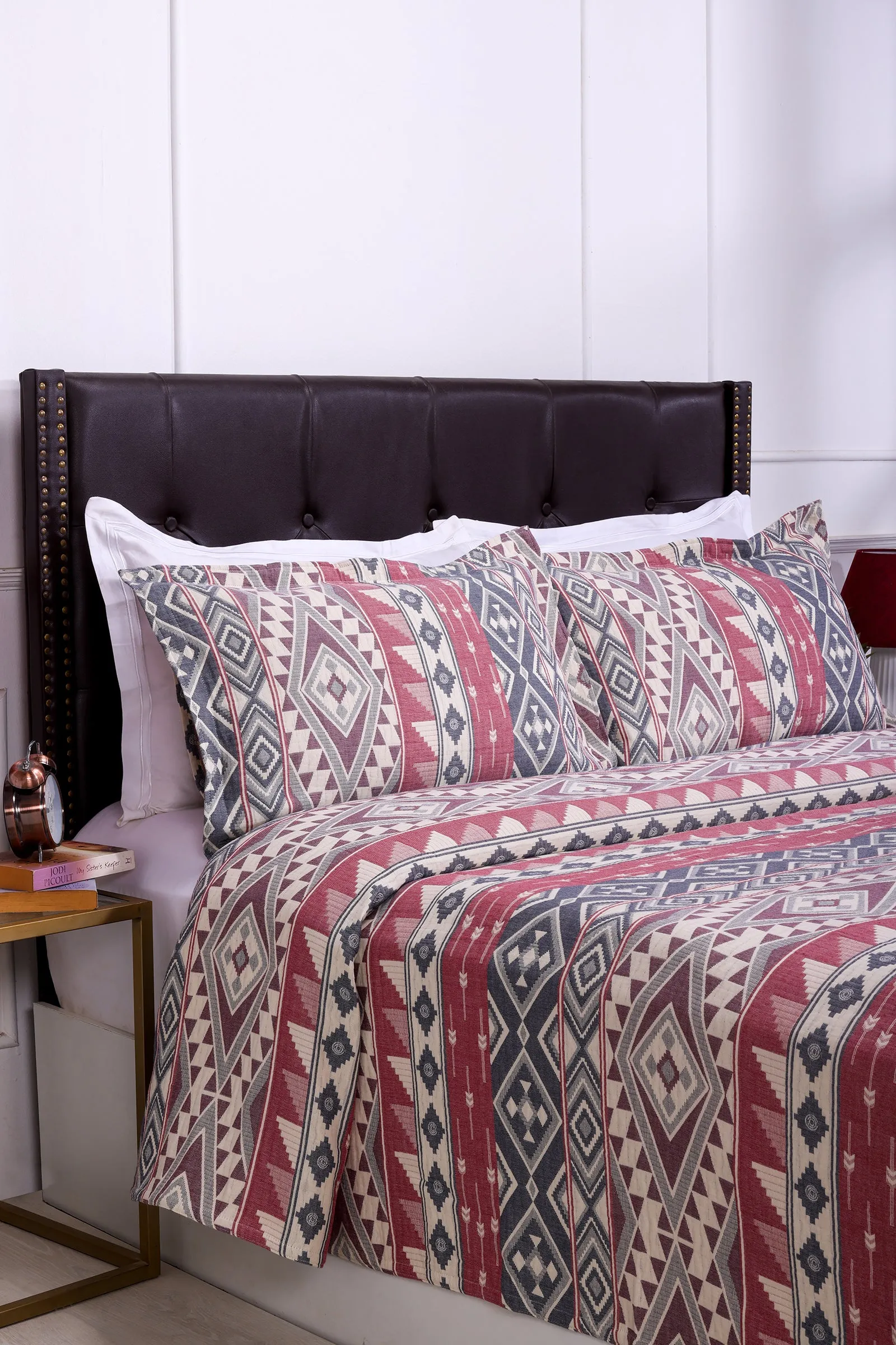 Alba Aztek Red Cotton Bedcover