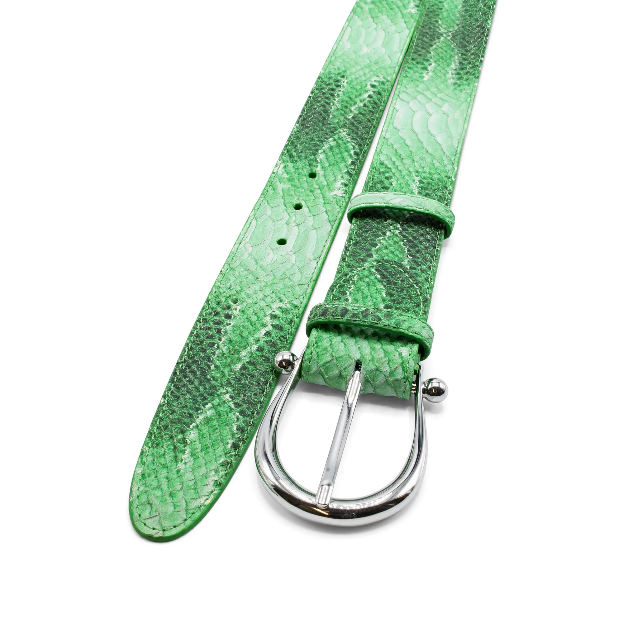 Apple Green Mock Anaconda Bridle Prong Belt