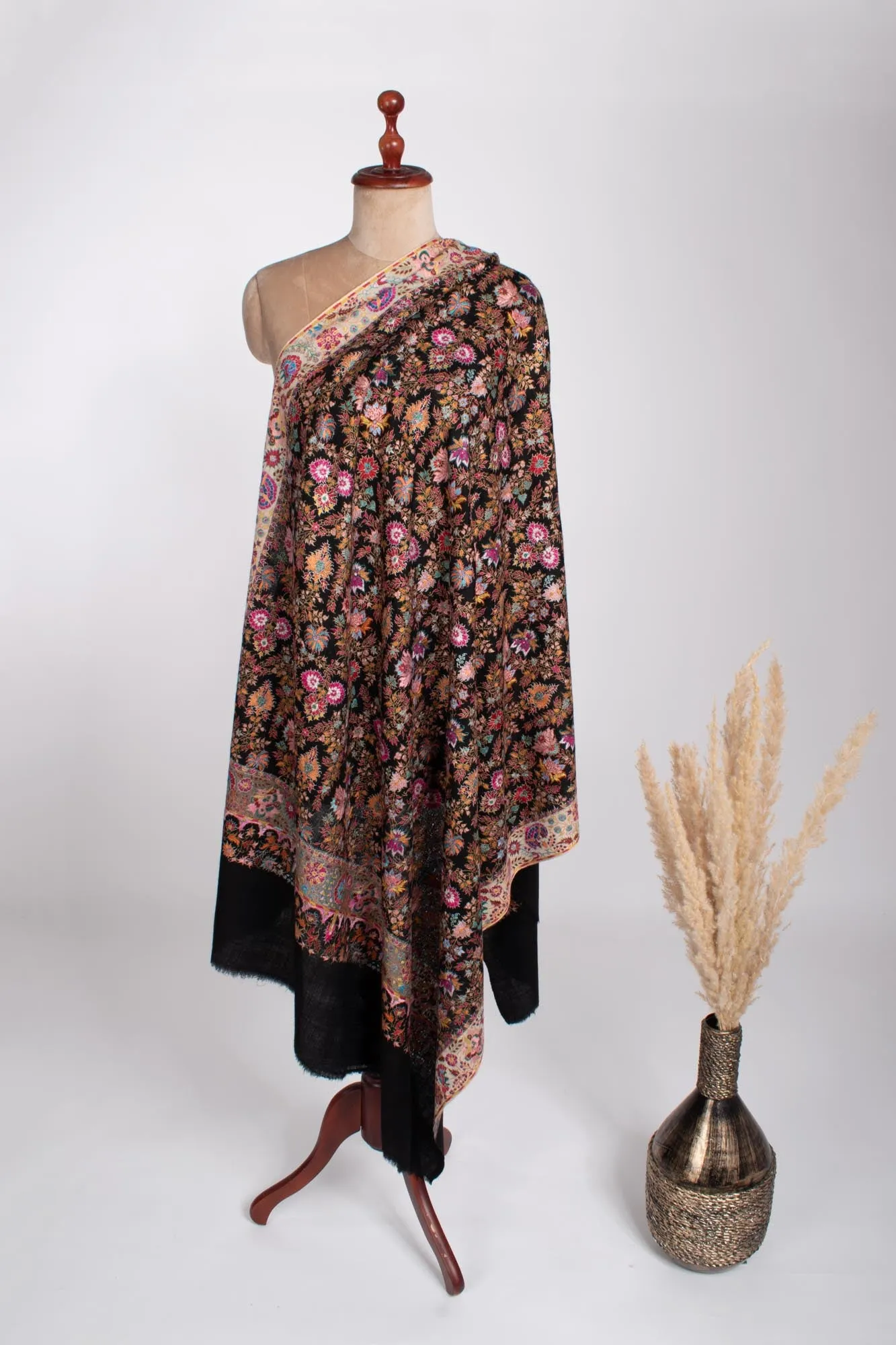 Artisan Ikat Hand Embroidered Jamavar Pashmina - SOUTHEND