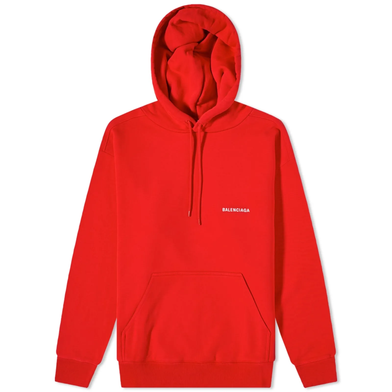 Balenciaga Back Logo Popover Hoodie in Bright Red & White