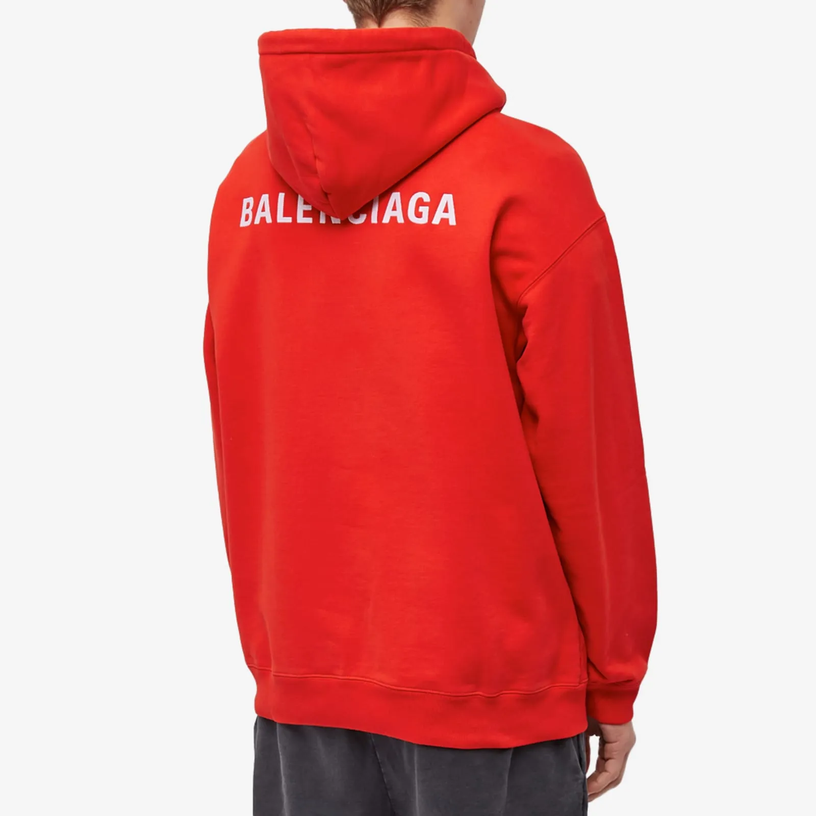 Balenciaga Back Logo Popover Hoodie in Bright Red & White