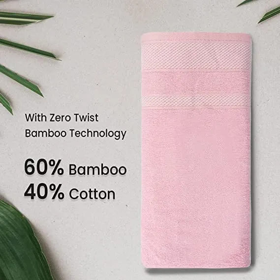 BePlush Zero Twist Bamboo Towels for Bath Large Size | Ultra Soft, Highly Absorbent,Quick Dry, Anti Bacterial Bamboo Bath Towel for Men & Women || 450 GSM, 29 x 59 Inches (2, Pink & Grey)