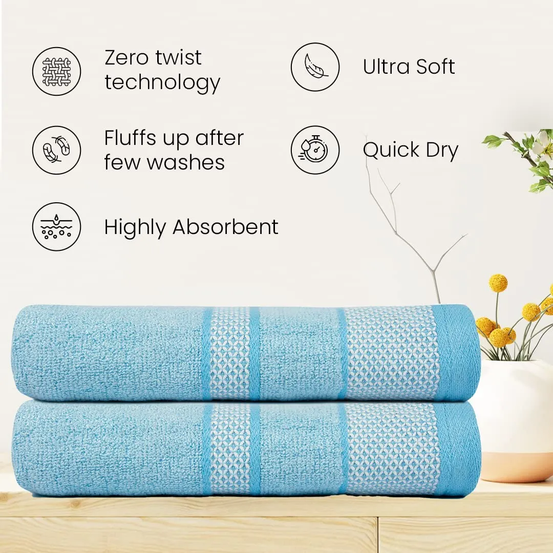 BePlush Zero Twist Bamboo Towels for Bath | Ultra Soft, Highly Absorbent, Quick Dry, Anti Bacterial Bamboo Bath Towel for Men & Women || 450 GSM, 29 x 59 Inches (2, Sky Blue)