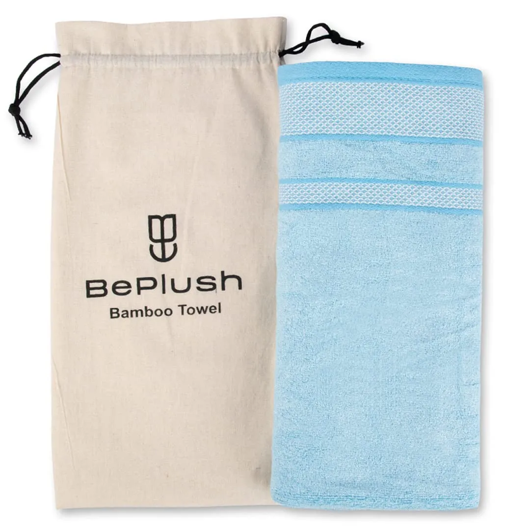 BePlush Zero Twist Bamboo Towels for Bath | Ultra Soft, Highly Absorbent, Quick Dry, Anti Bacterial Bamboo Bath Towel for Men & Women || 450 GSM, 29 x 59 Inches (2, Sky Blue)