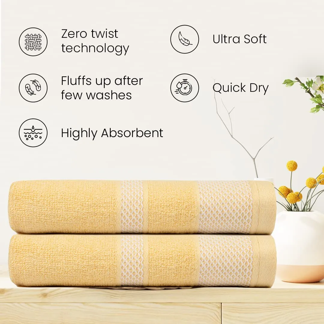 BePlush Zero Twist Bamboo Towels for Bath | Ultra Soft, Highly Absorbent, Quick Dry, Anti Bacterial Bamboo Bath Towel for Men & Women || 450 GSM, 29 x 59 Inches (2, Yellow)