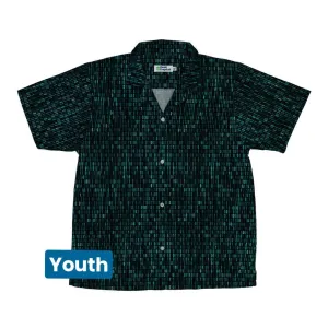 Binary Computer 1s and 0s Teal Black Youth Hawaiian Shirt