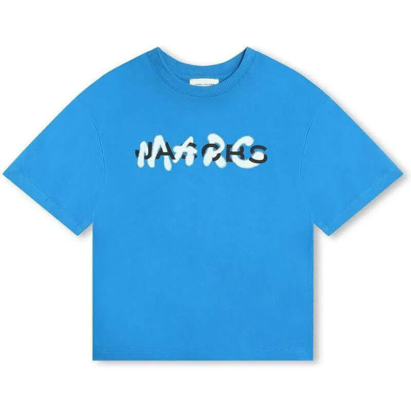 Boys Blue Graffiti Logo Short Sleeve T-Shirt