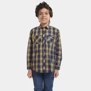 Boys Casual Check Shirt Basic -NAVY