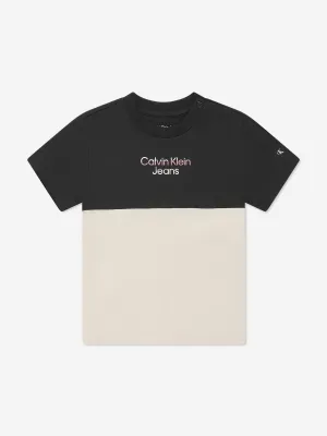 Calvin Klein Baby Hero Logo Colourblock T-Shirt in Black