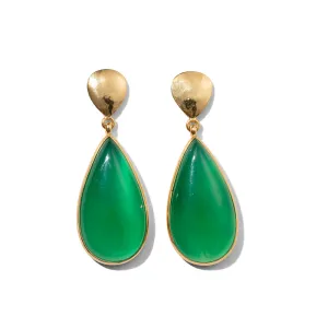 Dune Stud, Green Onyx, Gold