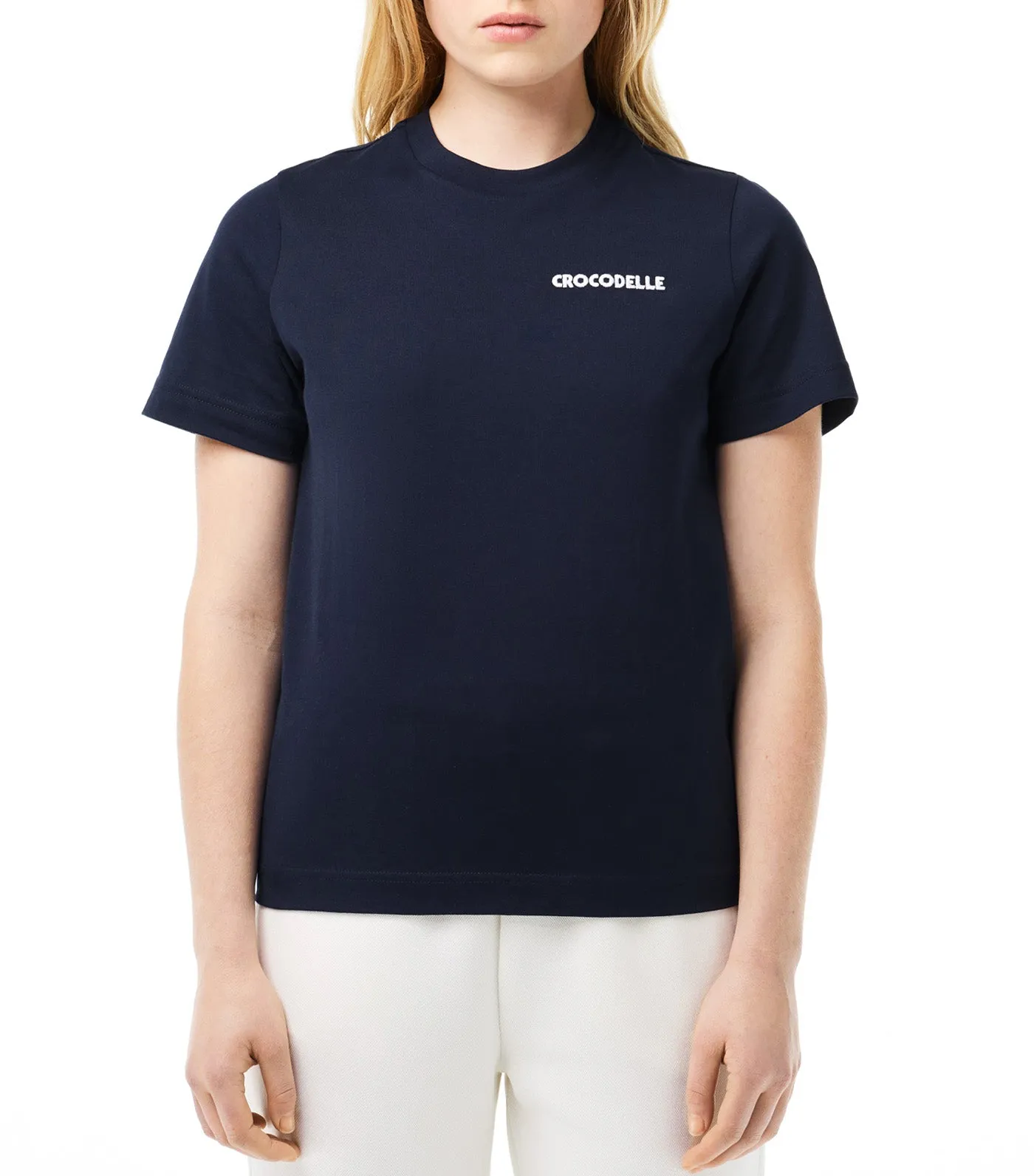 Embroidery Detail Jersey T-shirt Navy Blue