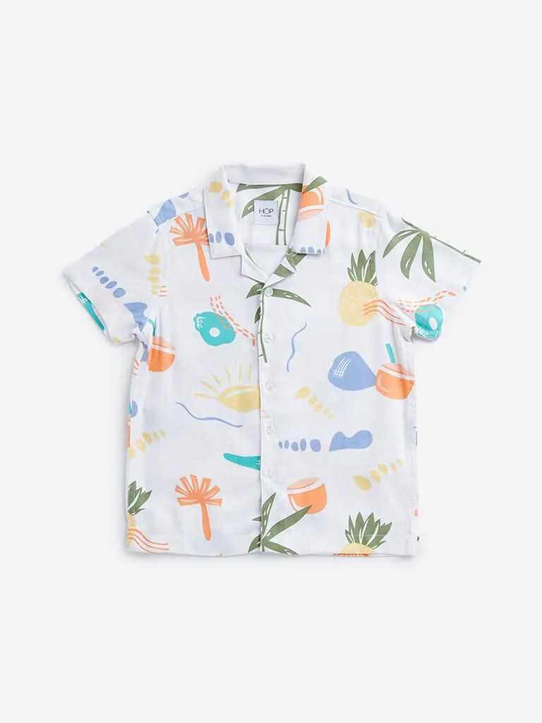 HOP Kids White Tropical Design Shirt