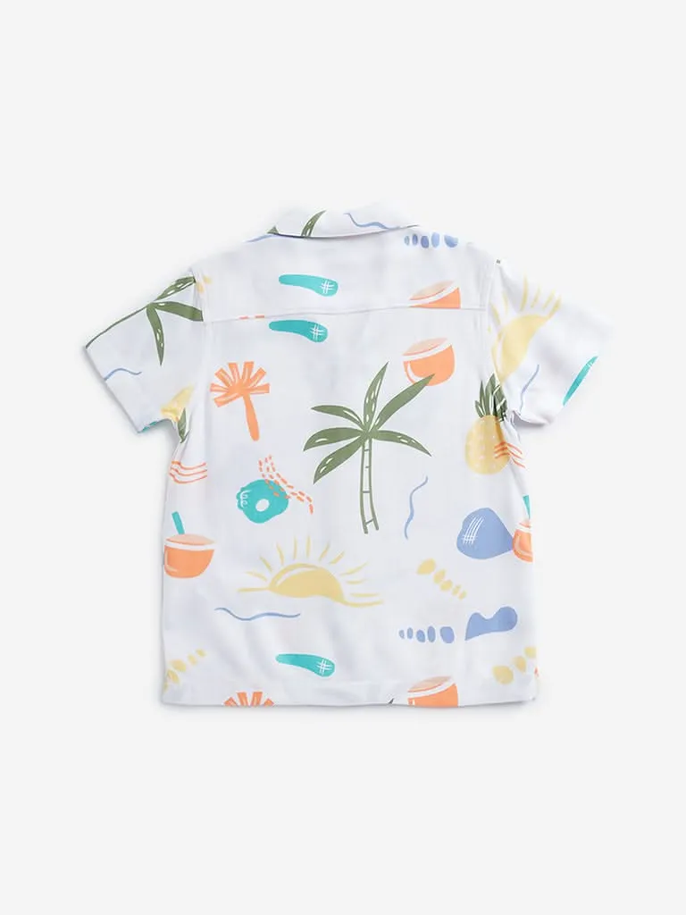 HOP Kids White Tropical Design Shirt