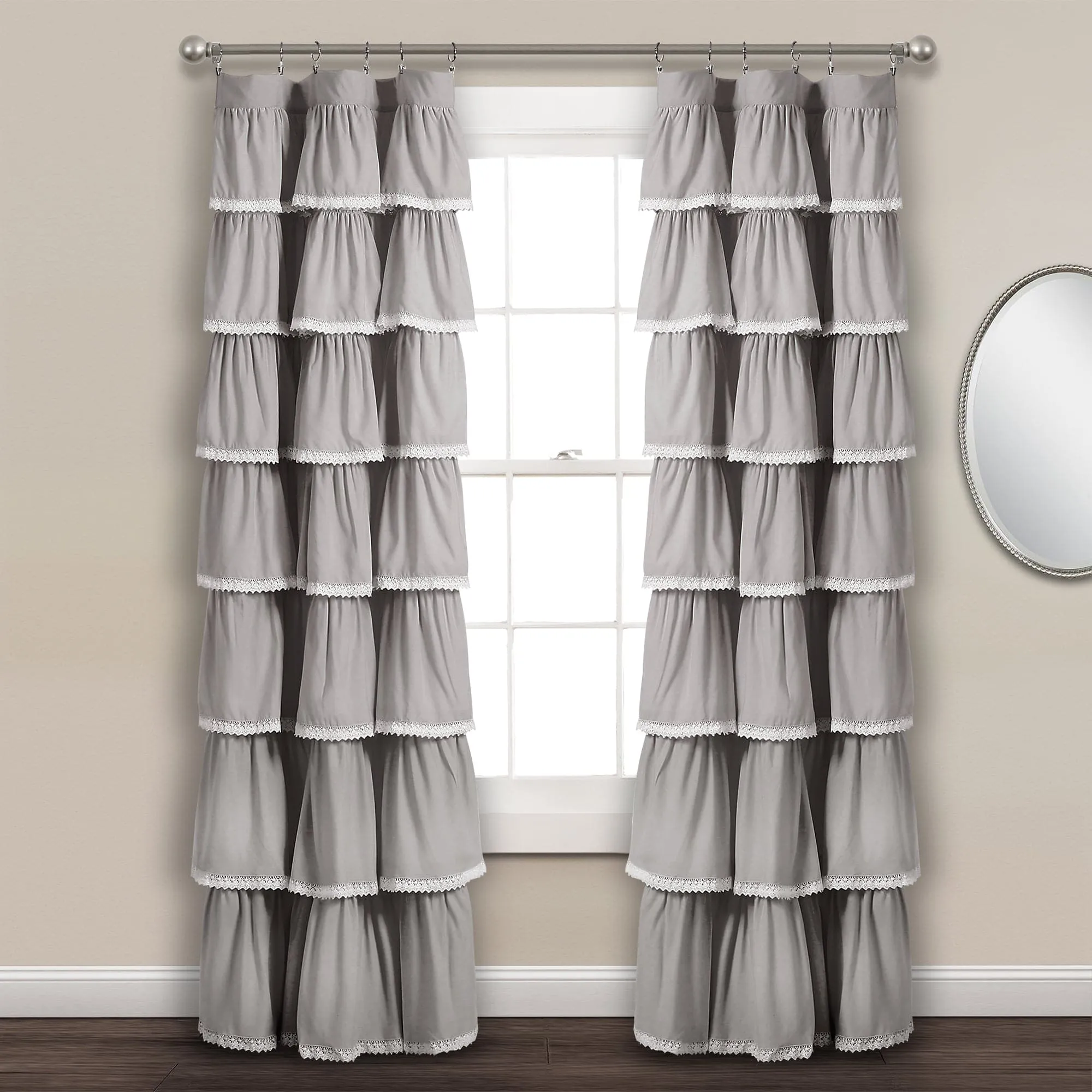 Lace Ruffle Window Curtain Panel