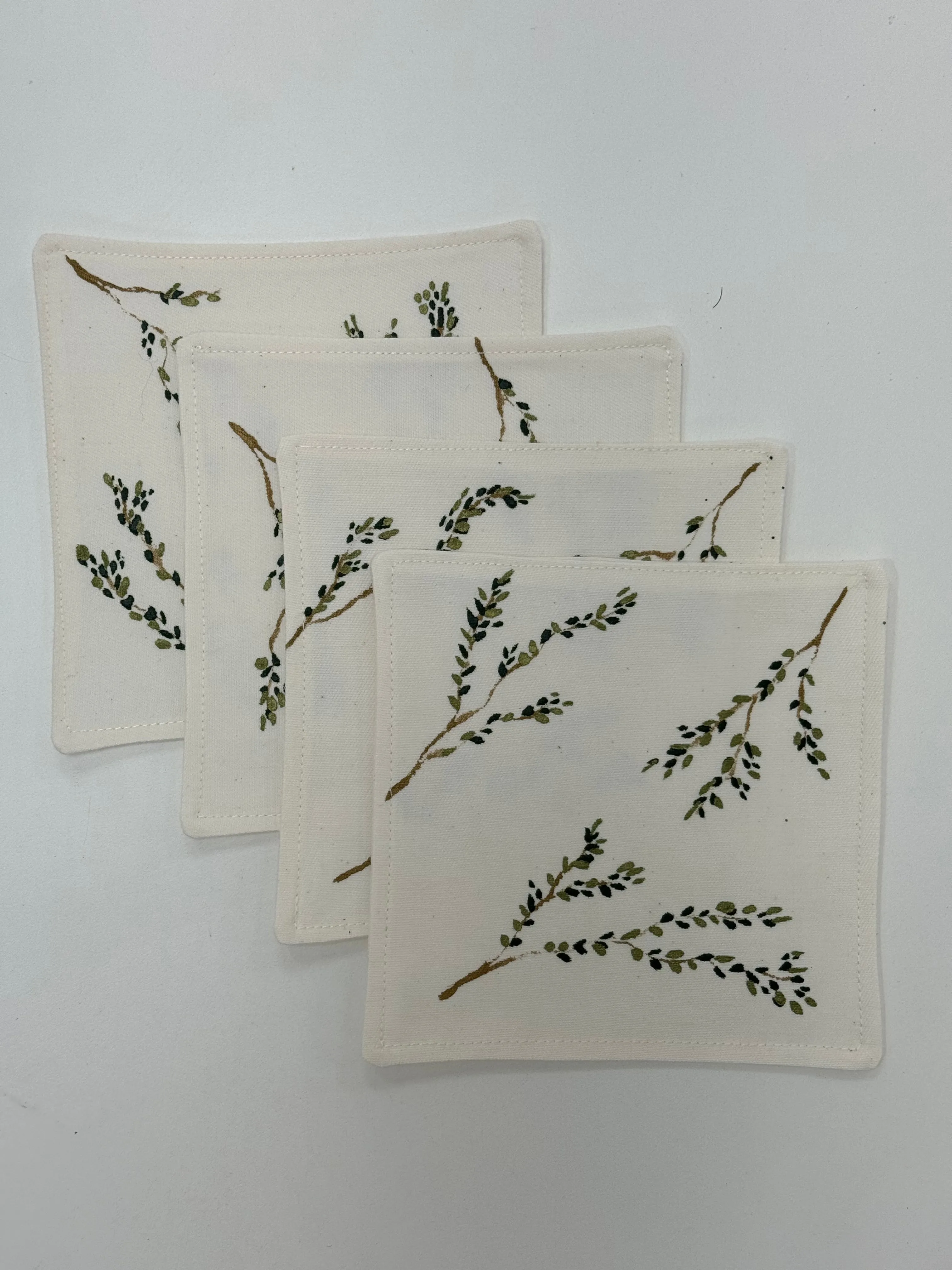 Linen Coasters Green Ilex