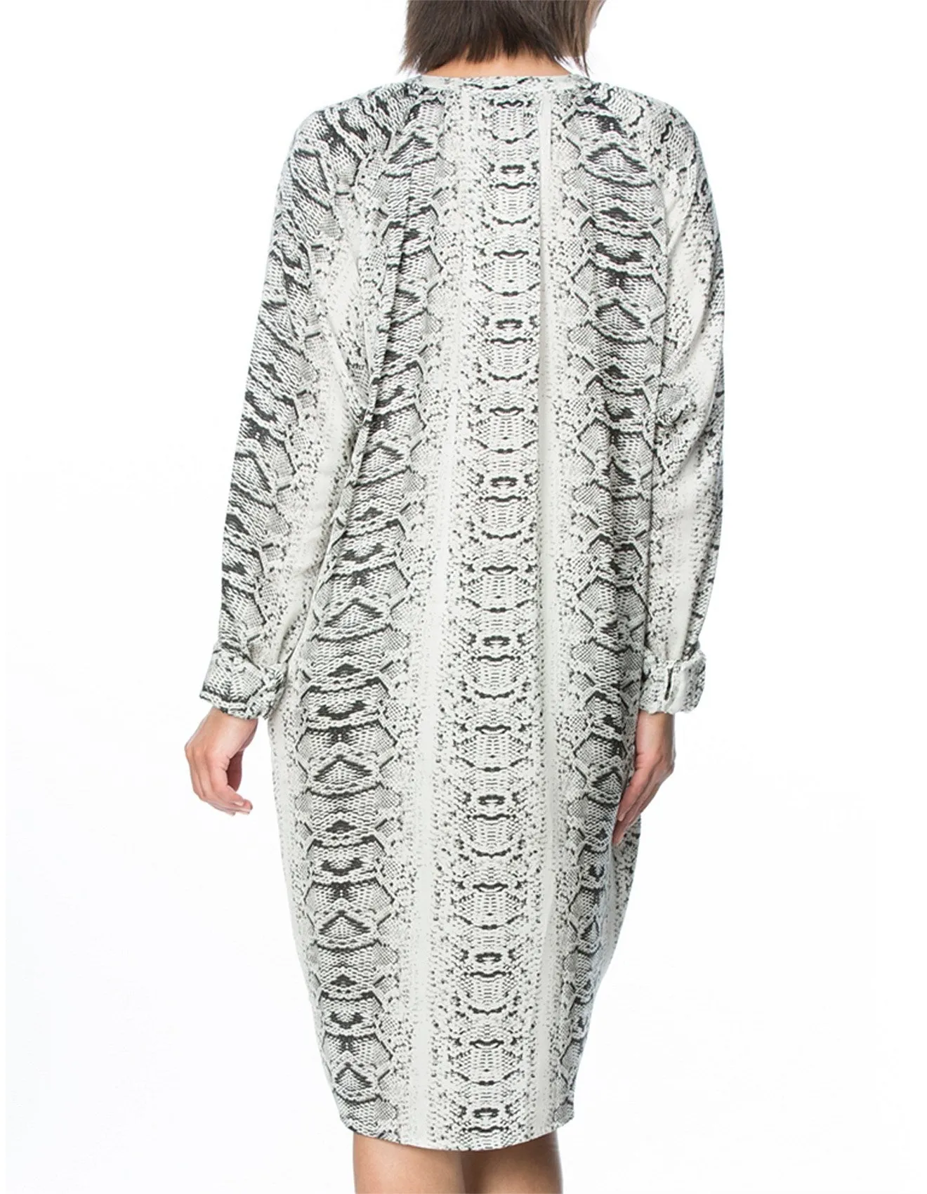 Long Sleeve Snake Print Tunic Dress