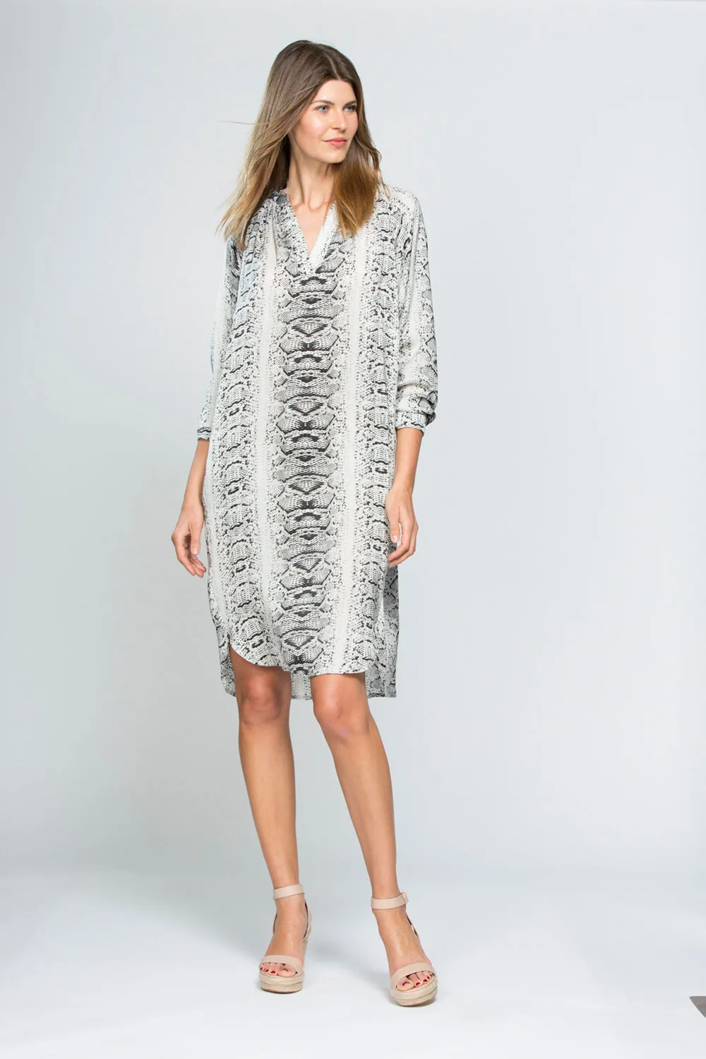 Long Sleeve Snake Print Tunic Dress