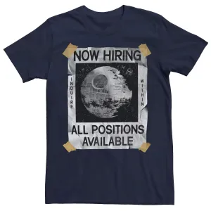 Male Star Wars Star Now Hiring Star Wars Death Star T-Shirt ,  blue