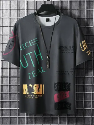 Manfinity EMRG Men Random Slogan & Figure Graphic Tee