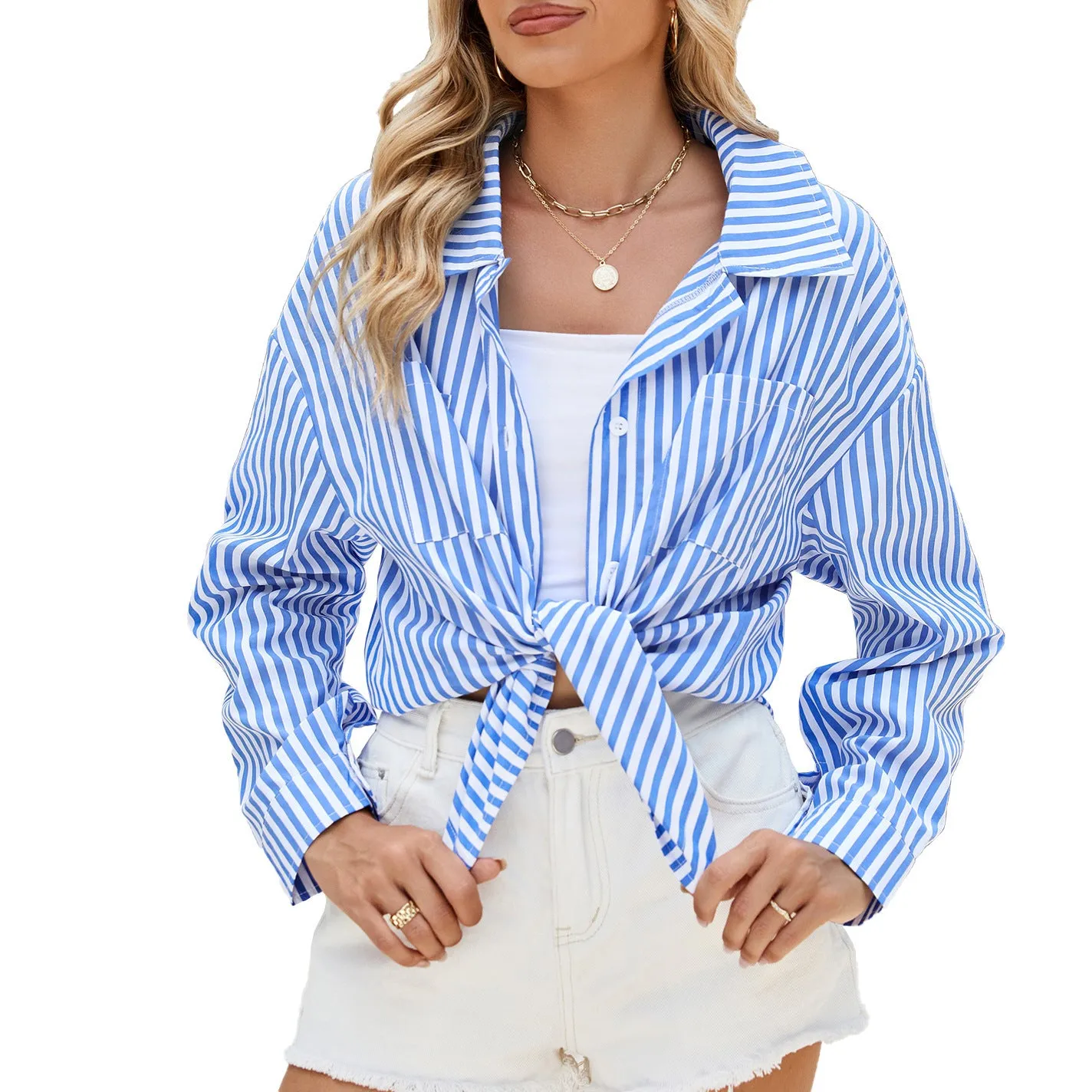 Oversize Long Sleeve Loose Striped T-Shirt