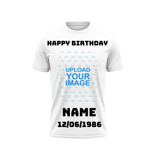 Photo Printed T-Shirt With Name,and Birthday Date Printed.