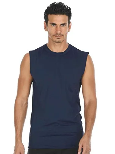 PN Jone 2018-BLUE-XLRG Mens Bamboo Charcoal Muscle Tank, Navy Blue