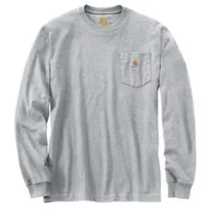 Pocket T-Shirt, Long-Sleeves, Heather Gray, Tall, XXL