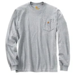 Pocket T-Shirt, Long-Sleeves, Heather Gray, Tall, XXL