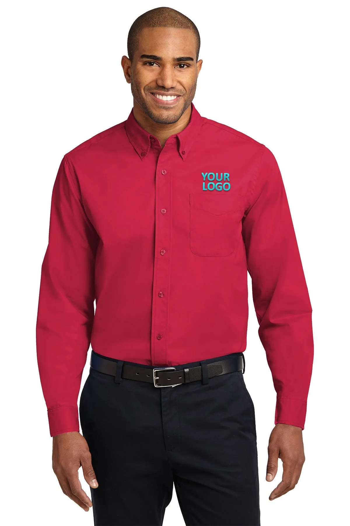 Port Authority Easy Care Custom Shirts, Red/Light Stone