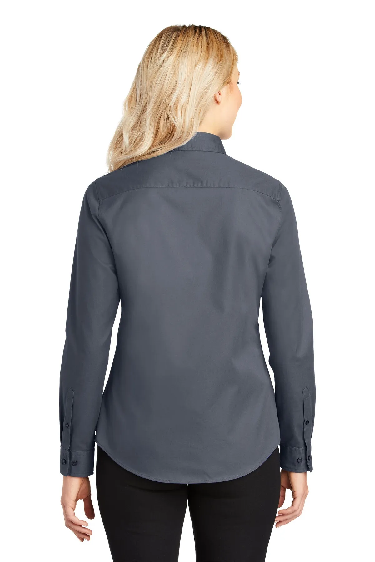 Port Authority Ladies Branded Easy Care Shirts, Steel Grey/Light Stone