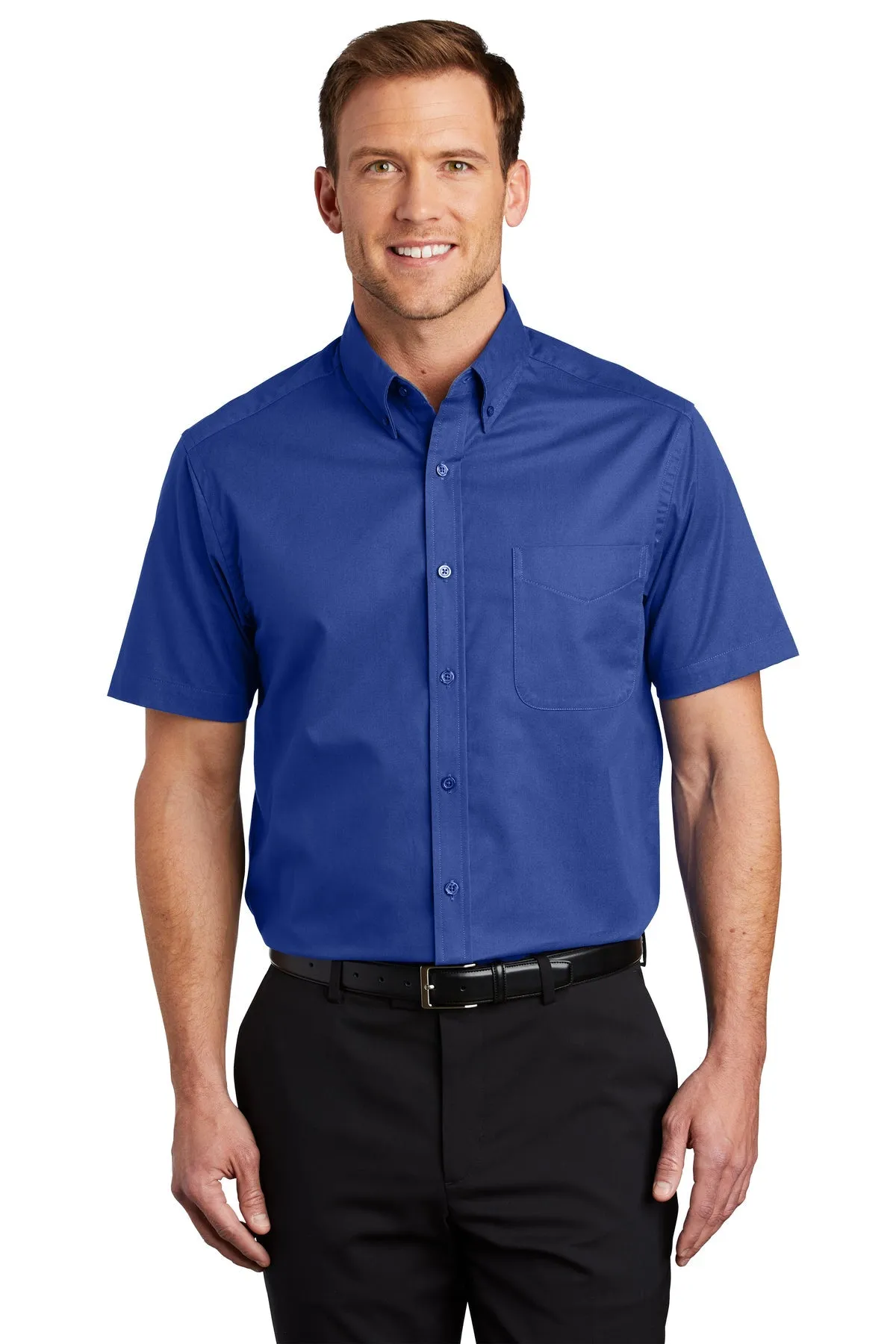 Port Authority Short Sleeve Easy Care Custom Shirts, Royal/Classic Navy