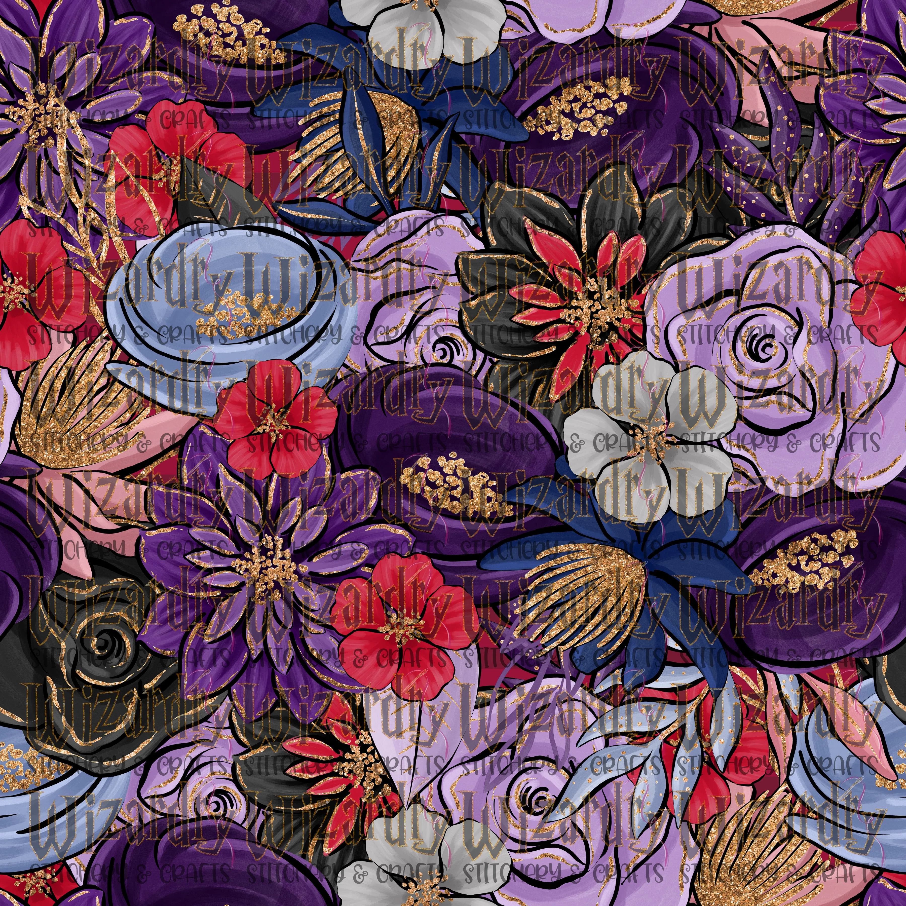 Purple Flowers Fabric