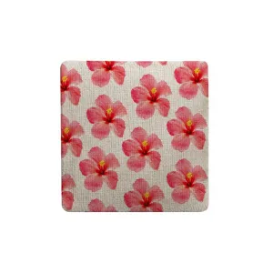 Red Hibiscus Fabric Coaster