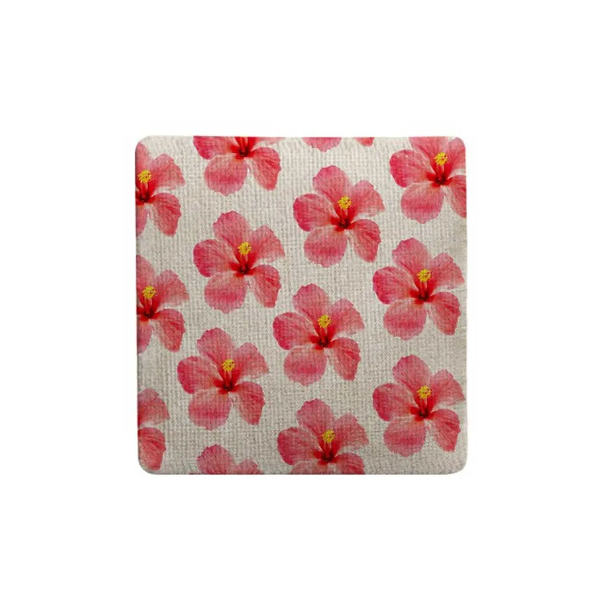 Red Hibiscus Fabric Coaster