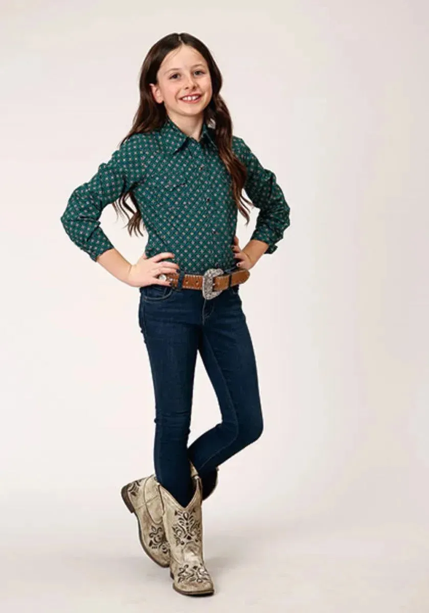 Roper Forest (Green) - Girl's Western Snap Shirts