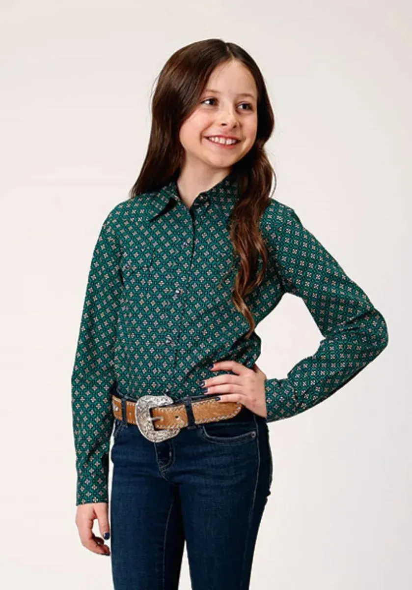 Roper Forest (Green) - Girl's Western Snap Shirts