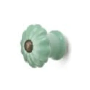 Sage Green Mini Ceramic Knob with Brass Center