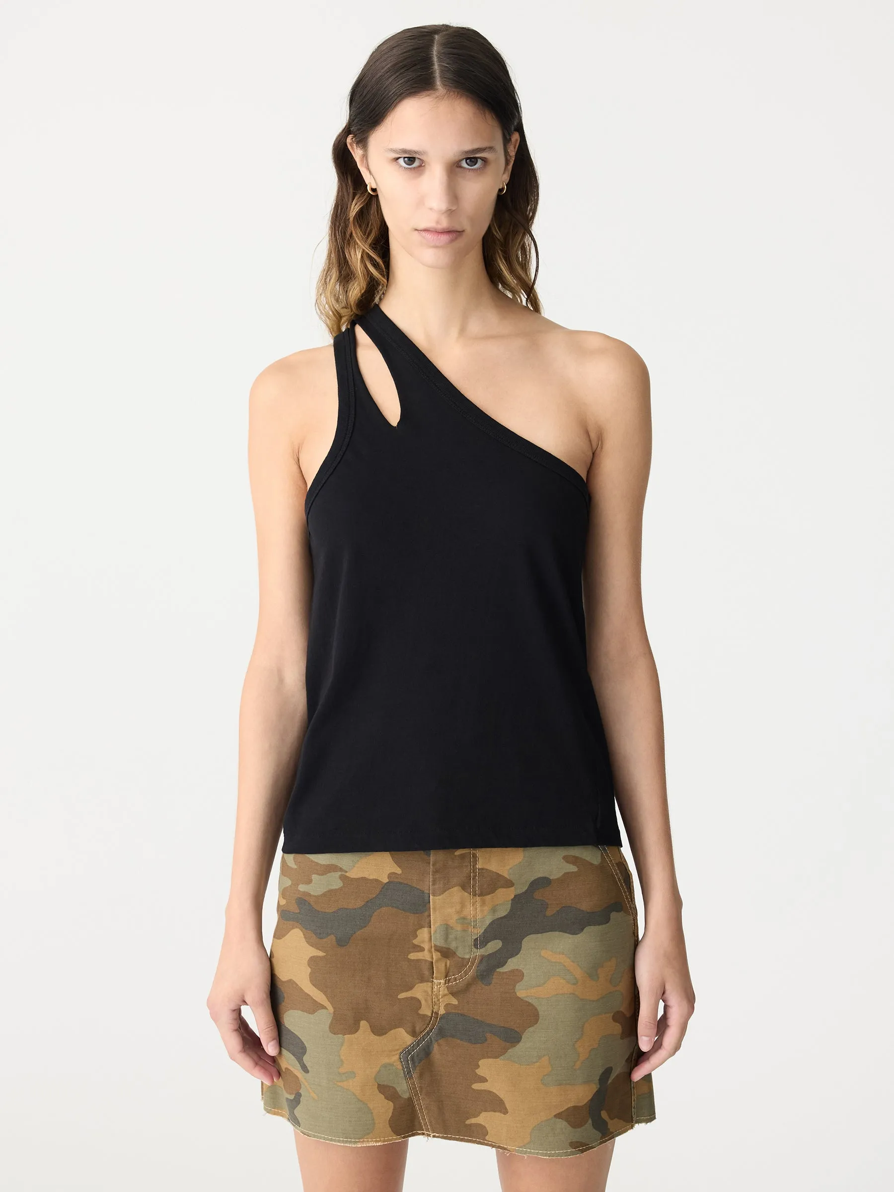 spliced one shoulder tank