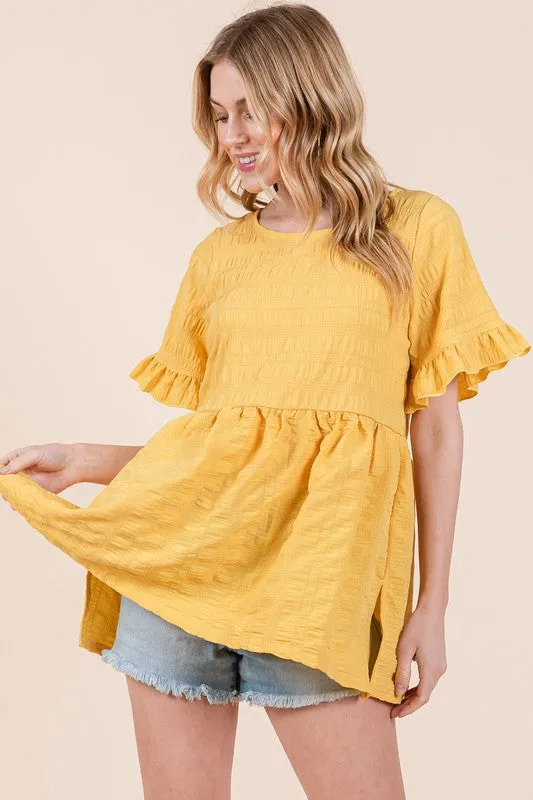 TEEK - Textured Ruffle Sleeve Tunic