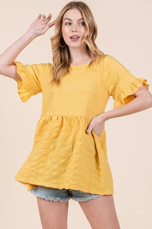 TEEK - Textured Ruffle Sleeve Tunic