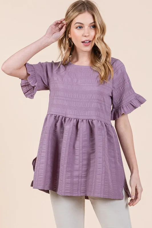 TEEK - Textured Ruffle Sleeve Tunic