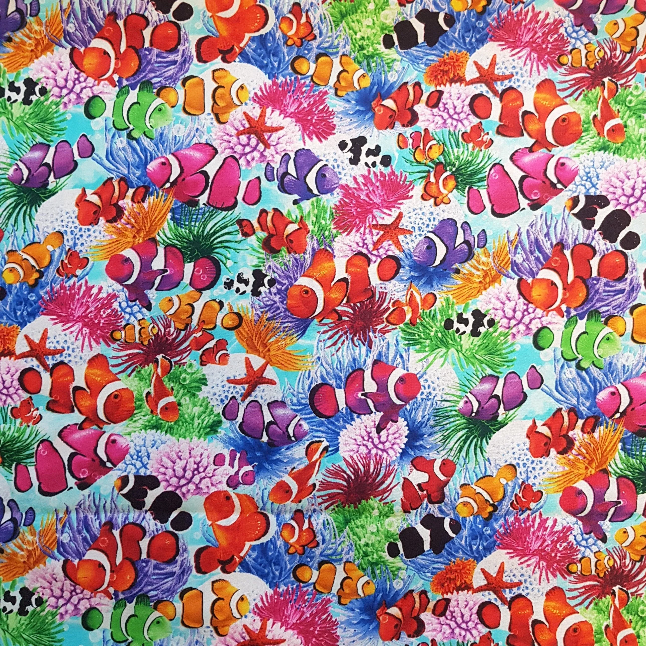 Timeless Treasures Swimming Clown Fish Cotton Fabric