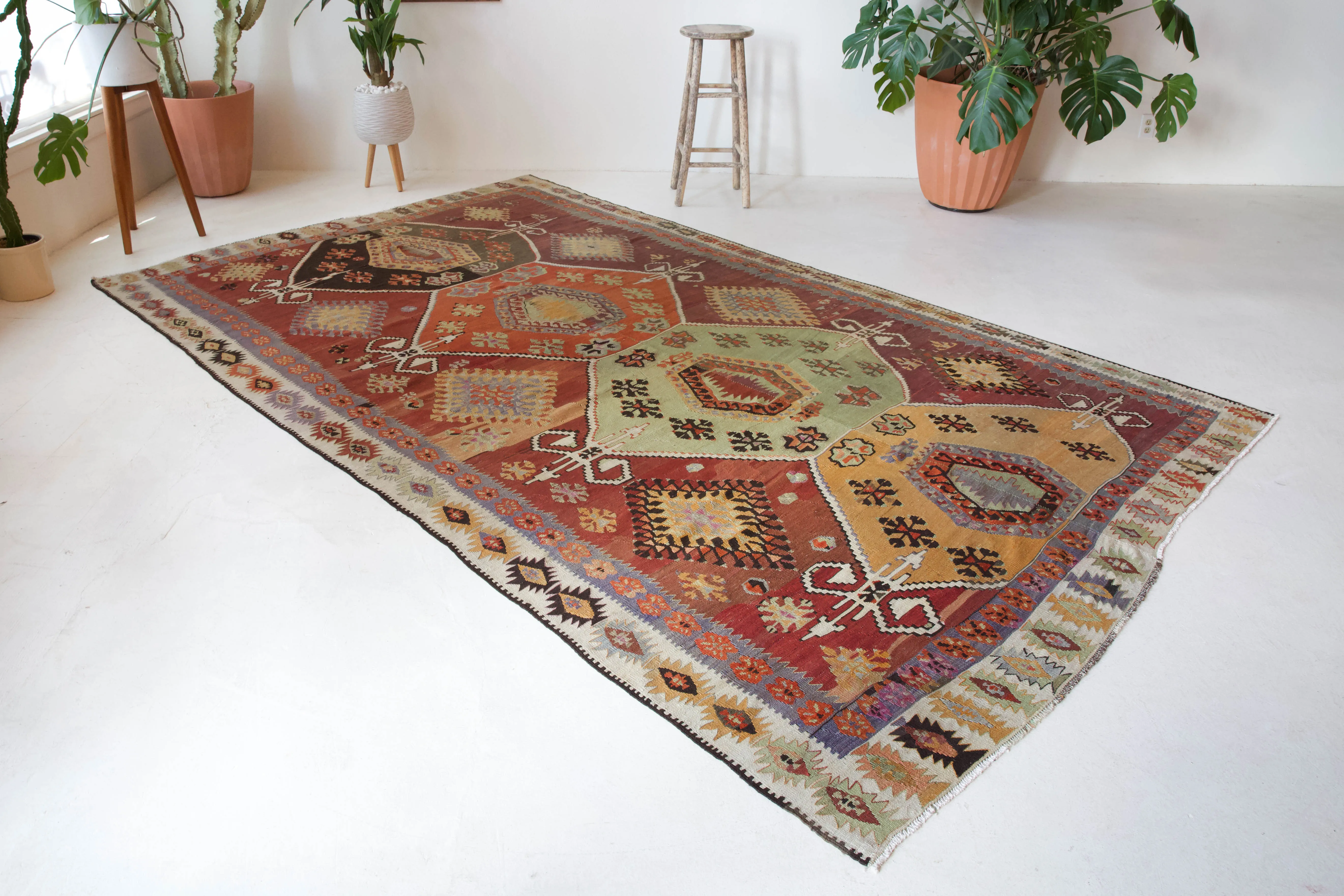 Vintage Kayseri Develi Kilim Rug 6'11"x11'7"