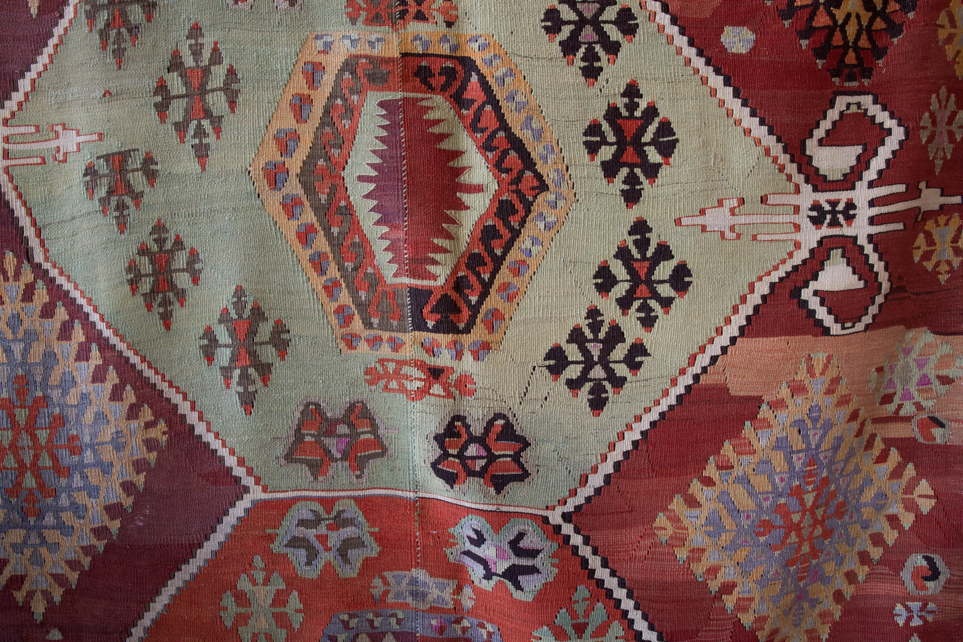 Vintage Kayseri Develi Kilim Rug 6'11"x11'7"