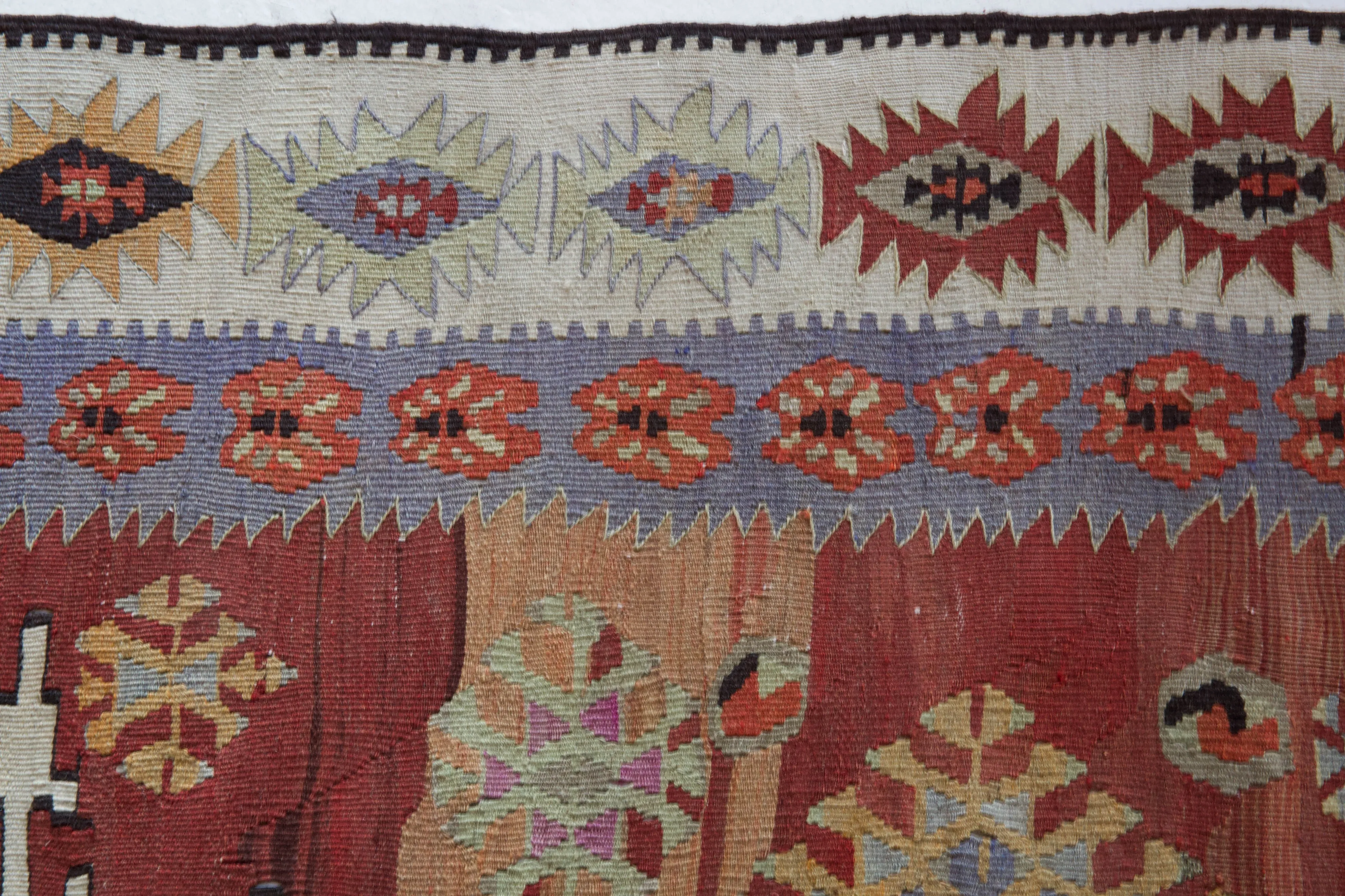 Vintage Kayseri Develi Kilim Rug 6'11"x11'7"