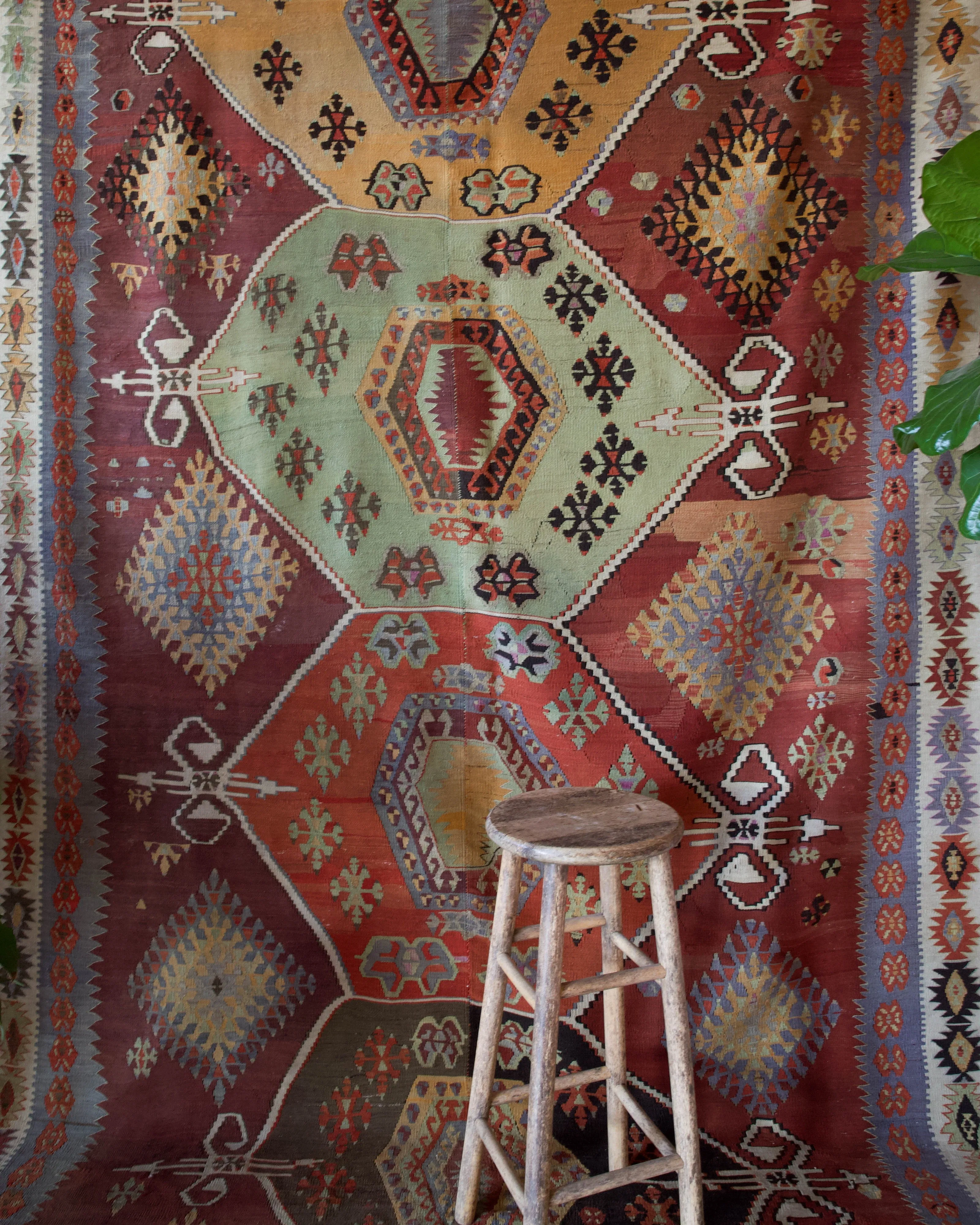 Vintage Kayseri Develi Kilim Rug 6'11"x11'7"