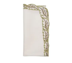 Winding Vines Napkin in White & Green Set of 4 by Kim Seybert