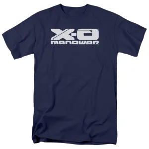 Xo Manowar Logo Mens T Shirt Navy Blue